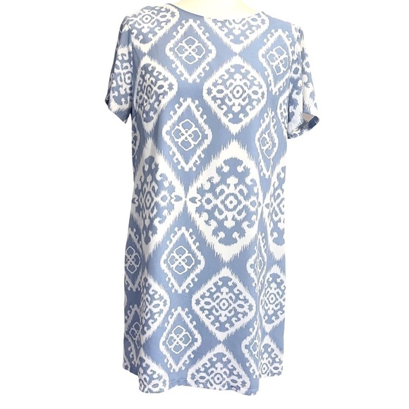 LULUS Give Me A Print Lined Mini Shift Dress Light Blue - Picture 4 of 7
